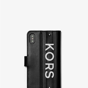 Case Iphone Michael Kors mẫu mới năm 2021 32S9SE8L7L- ELECTRONIC NOVELTY FOLIO HAND STRAP XS MAX LEATHER- BLACK