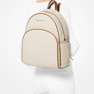 Balo Michael Kors hàng hiệu  size lớn Abbey Large Logo Backpack,  balo Michael Kors hàng hiệu size lớn, balo MK chính hãng unisex, balo MK chính hãng hàng hiệu màu trắng, balo MK du lịch, balo Michael Kors công sở đựng vừa laptop