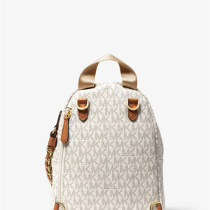 Balo Michael Kors hàng hiệu mini 30T0G04B0B-Slater Extra-Small Logo Convertible Backpack- VanillaArcon, baloMK mini hang hieu mau trang logo, balo michael kors chinh hang deo cheo, balo MK hang hieu mau trang danh cho nu, balo Michael Kors chinh hang
