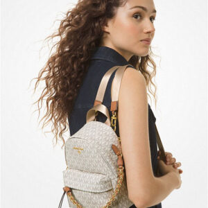 Balo Michael Kors hàng hiệu mini 30T0G04B0B-Slater Extra-Small Logo Convertible Backpack- VanillaArcon, baloMK mini hang hieu mau trang logo, balo michael kors chinh hang deo cheo, balo MK hang hieu mau trang danh cho nu, balo Michael Kors chinh hang