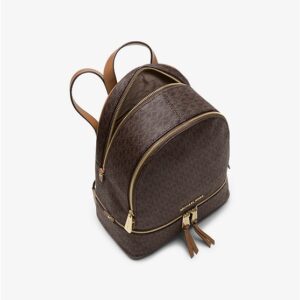 Balo hàng hiệu Michael Kors Rhea Zip Backpack Brown Logo, balo MK hàng hiệu chính hãng màu nâu, balo MK hàng hiệu du lịch, balo MK authentic màu nâu giành cho nữ, balo michael kors hàng hiệu size trung màu nâu, balo michael kors chính hãng công sở