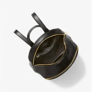 Balo Michael Kors hàng hiệu  Rhea Zip Large Leather Black Backpack, balo Michael Kors hàng hiệu size lon, balo MK chính hãng unisex, balo MK chính hãng hàng hiệu màu đen, balo MK du lịch, balo Michael Kors công sở đựng vừa laptop