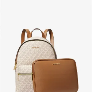 Balo Michael Kors 30S3GYDB6B Sally Medium 2-In-1 Logo and Faux Leather Backpack Vanilla