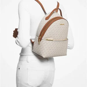 Balo Michael Kors Nữ Size Medium 35F3G6HB6B Valerie Vanilla Logo Backpack