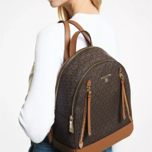 Balo Michael Kors Nữ Size Medium 30H1GBNB2B Brooklyn Brown logo Backpack