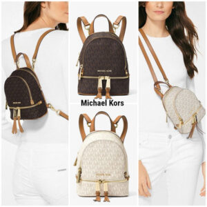 Balo mini Michael Kors của nữ Rhea Mini Vanilla Logo Backpack, balo MK mini hàng hiệu màu trắng logo, balo michael kors đeo chéo, balo MK hàng hiệu màu trắng giành cho nữ, balo Michael Kors chính hãng authentic, balo michael kors authentic minisize