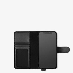 Case Iphone  Michael Kors mẫu mới năm 2021 ELECTRONIC NOVELTY FOLIO HAND STRAP XS MAX LEATHER- BLACK