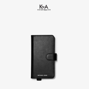 Case Iphone  Michael Kors mẫu mới năm 2021 ELECTRONIC NOVELTY FOLIO HAND STRAP XS MAX LEATHER- BLACK