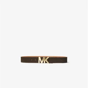 Dây Nịt Nữ Michael Kors Reversible Brown Logo and Leather Waist Belt
