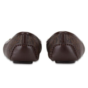 Giày búp bê Michael Kors nữ size 37 màu nâu logo 49T8FUFR1B FULTON MOC PYRAMIC MK SIG MD BROWN