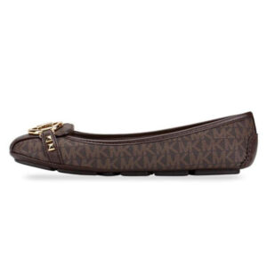 Giày búp bê Michael Kors nữ size 37 màu nâu logo 49T8FUFR1B FULTON MOC PYRAMIC MK SIG MD BROWN