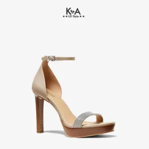 Giày sandal Michael Kors nữ cao gót  Margot Embellished Leather Platform Sandal - 5.5M - light sand