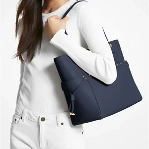 Túi Michael Kors Công Sở 30H1GV6T4T Voyager Ew Tote Leather Navy Large Bag