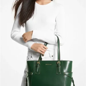 Túi Michael Kors Công Sở 30H1GV6T5LVoyager Ew Tote Leather Moss Green Large Bag