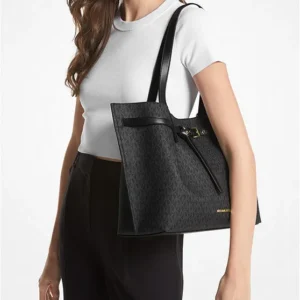 Túi Xách Michael Kors Màu Đen Đeo Vai Lớn 35S1GU5T7B Emilia Large EW Tote Bag Black