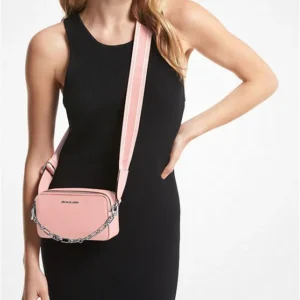 Túi xách Michael Kors Màu Hồng Đeo Chéo Jet Set Sm Dbl Zp Camra Chn Xbody Leather Bag