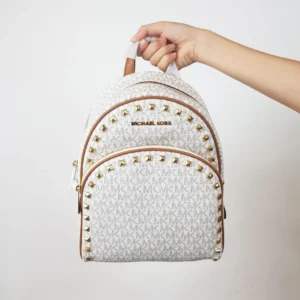 Ba lô Michael Kors cho nữ chính hãng Abbey Studded Vanilla Backpack, balo MK hàng hiệu chính hãng giành cho nữ, balo MK authentic màu trắng, balo michael kors size trung , balo michael kors chính hãng authentic, balo MK chính hãng màu trắng giành cho nữ