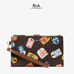 Ví cầm tay Michael Kors hàng hiệu 32T0GJ6W4O Adele Printed Logo Smartphone Wallet Brown Multi