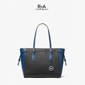Túi xách Michael Kors hàng hiệu đeo vai loại lớn Voyager Medium Logo Tote, giỏ xách MK chính hãng giành cho nữ, túi xách michael kors hàng hiệu màu xanh size lớn, túi xách MK hàng hiệu dạo phố, túi xách MK văn phòng