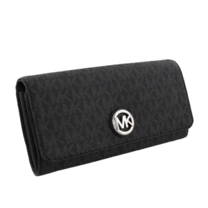 Bóp cầm tay hàng hiệu Michael Kors Fulton Flap Continental Wallet Black Logo, ví MK cầm tay hàng hiệu giành cho nữ, ví MK chính hãng màu đen, Ví MK hàng hiệu size lớn, bóp Michael Kors giành cho nữ màu đen, bóp MK hàng hiệu authentic giành cho nữ