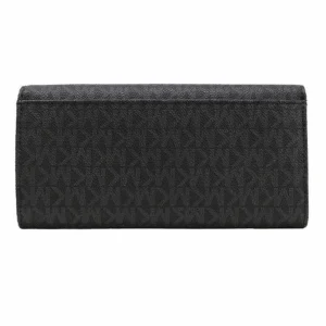 Bóp cầm tay hàng hiệu Michael Kors Fulton Flap Continental Wallet Black Logo, ví MK cầm tay hàng hiệu giành cho nữ, ví MK chính hãng màu đen, Ví MK hàng hiệu size lớn, bóp Michael Kors giành cho nữ màu đen, bóp MK hàng hiệu authentic giành cho nữ