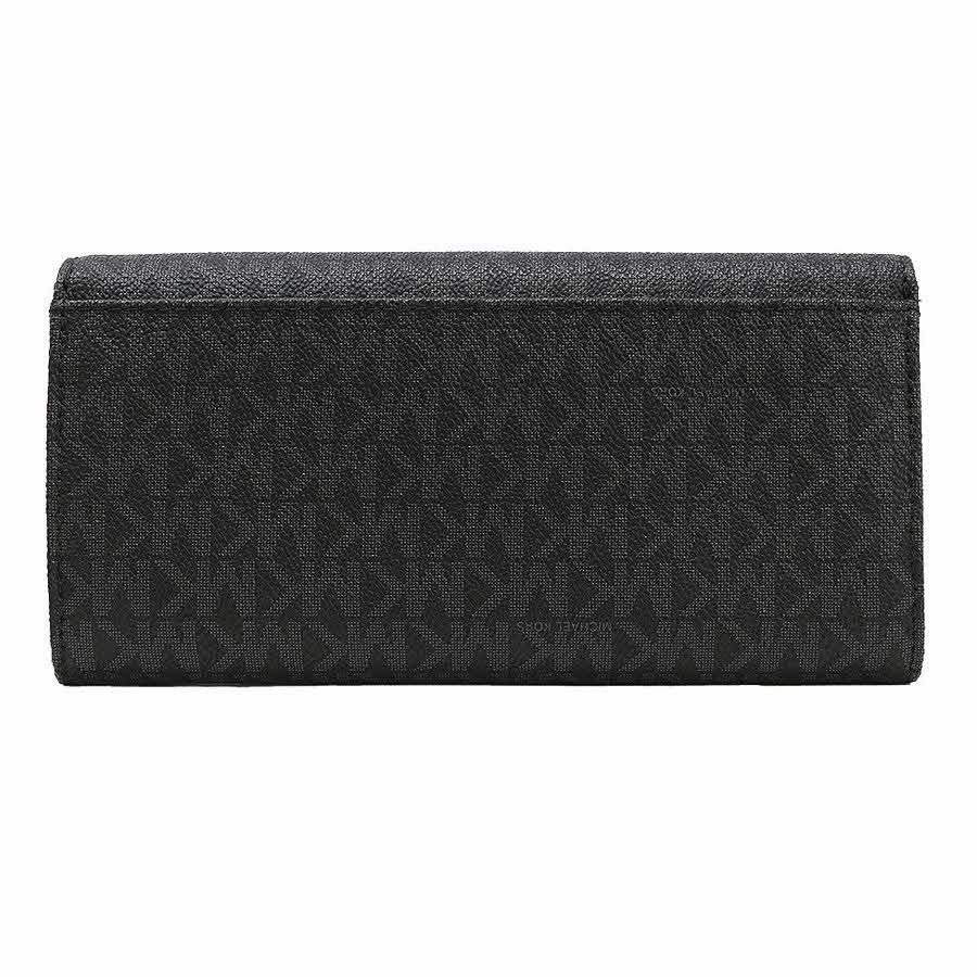 Bóp cầm tay hàng hiệu Michael Kors Fulton Flap Continental Wallet Black Logo