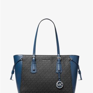 Túi xách Michael Kors hàng hiệu đeo vai loại lớn Voyager Medium Logo Tote, giỏ xách MK chính hãng giành cho nữ, túi xách michael kors hàng hiệu màu xanh size lớn, túi xách MK hàng hiệu dạo phố, túi xách MK văn phòng