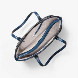 Túi xách Michael Kors hàng hiệu đeo vai loại lớn Voyager Medium Logo Tote, giỏ xách MK chính hãng giành cho nữ, túi xách michael kors hàng hiệu màu xanh size lớn, túi xách MK hàng hiệu dạo phố, túi xách MK văn phòng