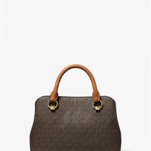 Túi Michael Kors 30S2G7ES1B Edith Small Logo Satchel - nâu logo - medium