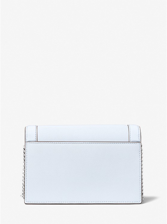 Túi Michael Kors 32S2SJ6C7L Jet Set Large Saffiano Leather Crossbody Bag - xanh lợt (blue) - medium