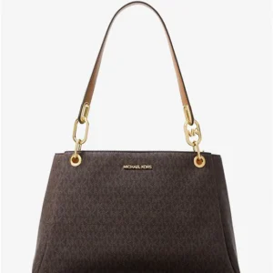 Túi Michael Kors Công Sở Trisha Large Brown Logo Shoulder Bag