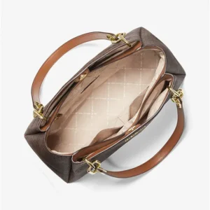 Túi Michael Kors 35H1G9TL9B TRISHA LG TRPL GUSSET SHLDR BROWN - Trung Bình - brown logo