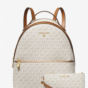 Combo Balo Michael Kors 30F2G9VB2B Valerie Medium Backpack Và Ví Michael Kors 35F8GTVW0B Jet Set Travel Double Zip Vanilla Wallet