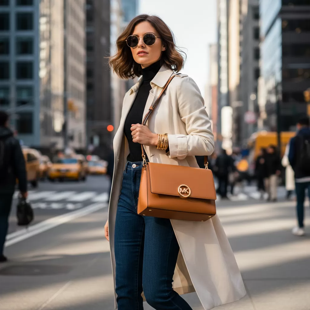 Túi kẹp nách Michael Kors giúp kéo dài đôi chân nhờ hiệu ứng nâng cao điểm nhìn thị giác