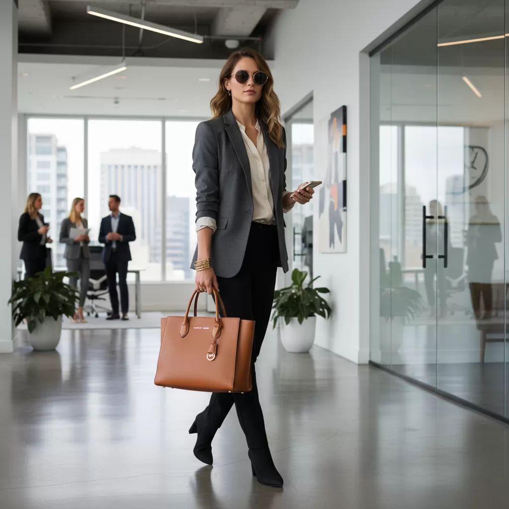 gemini_image_1770827909 Túi Michael Kors tote là phụ kiện hoàn hảo cho quý cô công sở nếu biết cách phối đồ khéo léo