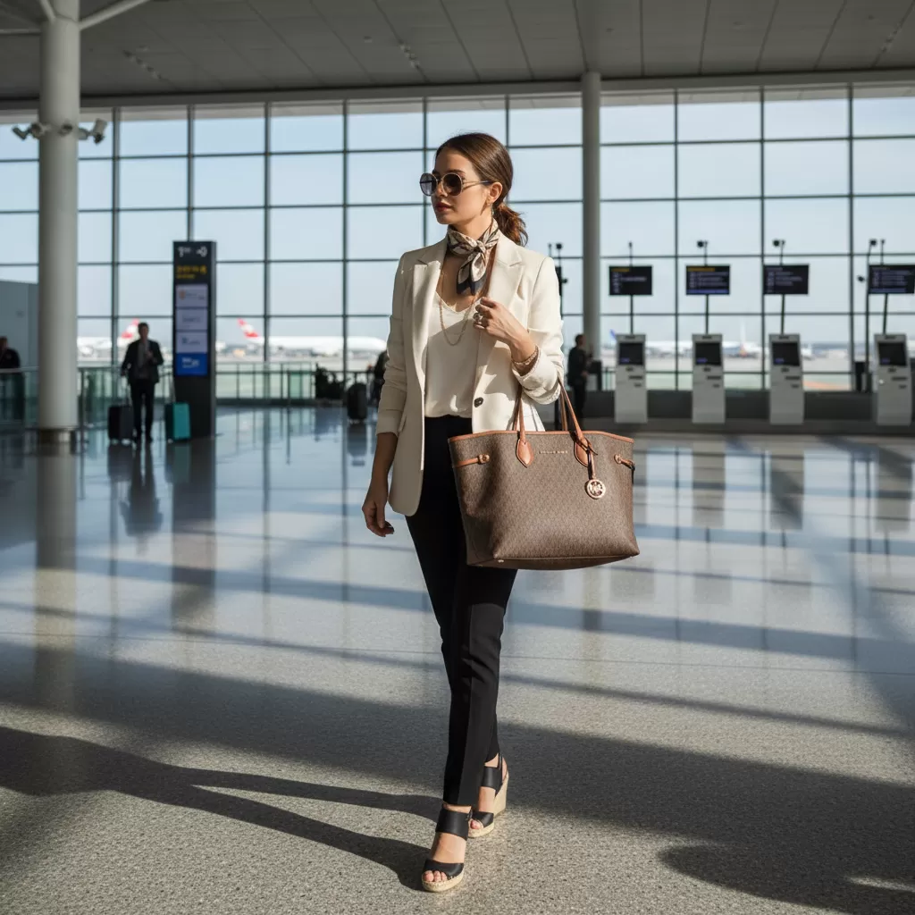 gemini_image_1770828273 Túi Michael Kors tote là người bạn đồng hành lý tưởng cho những chuyến bay