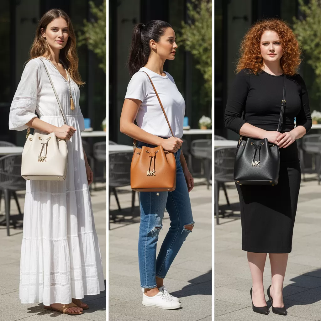Sự tương quan giữa kích thước túi Michael Kors bucket bag và vóc dáng người dùng