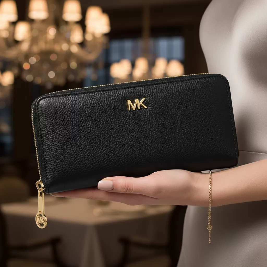 gemini_image_1770838975 Ví Michael Kors dáng zip dài có thể sử dụng như một chiếc ví cầm tay sang trọng