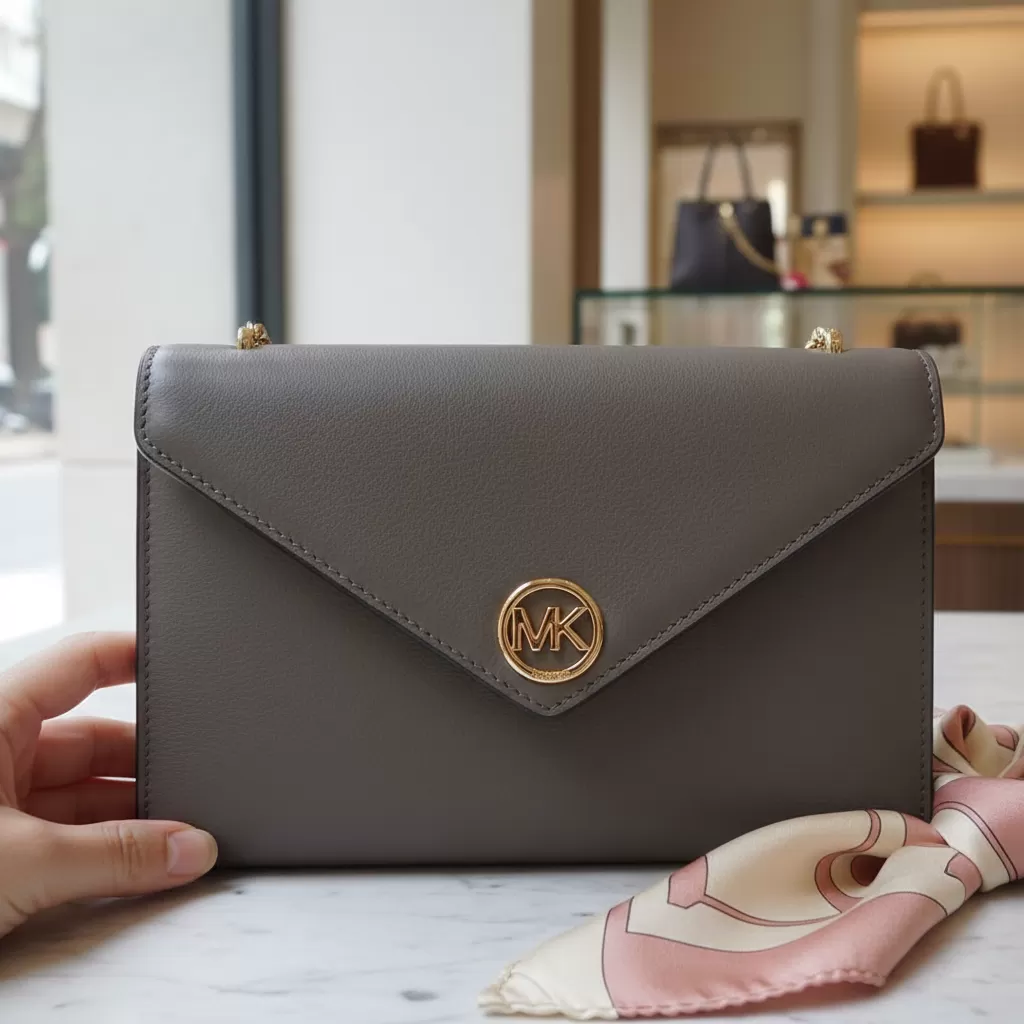 gemini_image_1770839196 Mẫu ví Michael Kors dáng bì thư mang lại vẻ ngoài thanh lịch và tinh tế cho quý cô