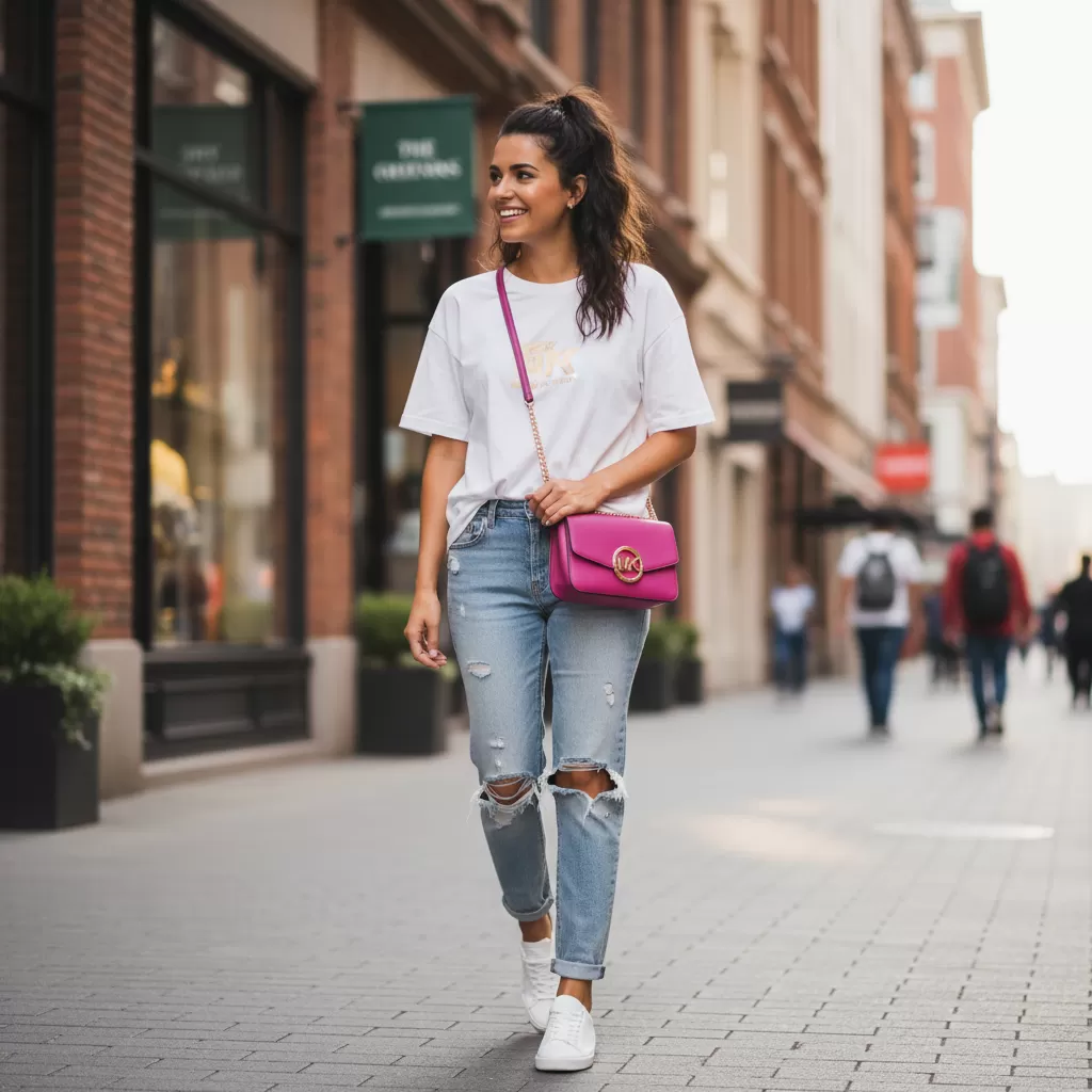 Túi đeo chéo Michael Kors màu sắc nổi bật mang lại vẻ ngoài năng động cho tuổi 20