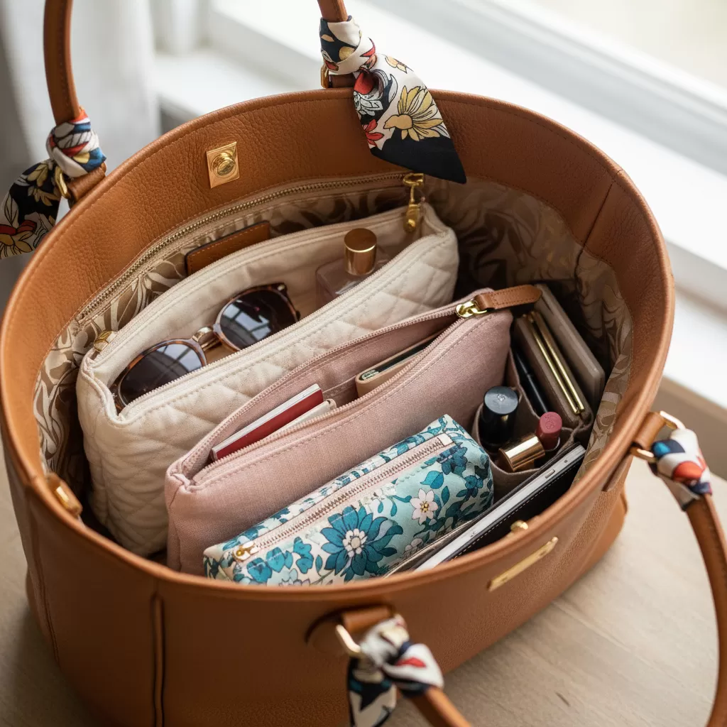 Sử dụng túi nhỏ giúp phân loại đồ đạc khoa học và giữ lòng túi luôn ngăn nắp