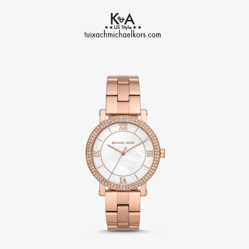 Đồng hồ Michael Kors nữ loại to Norie Pave Rose Gold Tone Watch