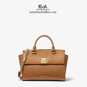 Túi xách Michael Kors loại lớn màu nâu Sylvia Medium Crossgrain Leather Satchel