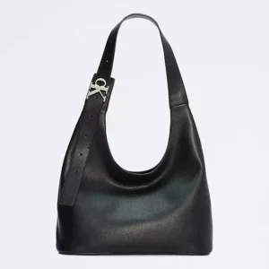 Túi Ck Đeo Vai Màu Đen Archive Hardware Buckle Shoulder Bag