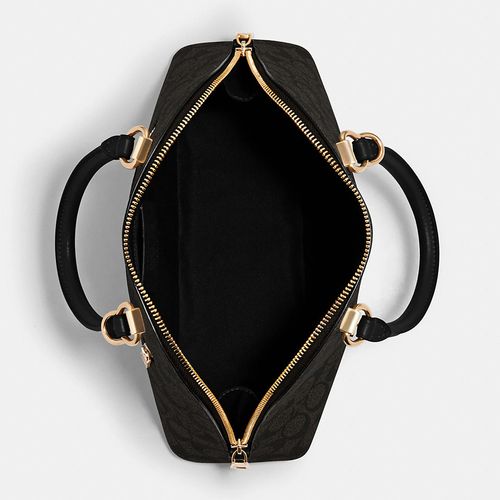 Túi Hến Coach Katy Satchel In Signature Medium Im Brown Black Canvas