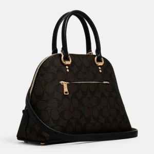Túi Hến Coach Katy Satchel In Signature Medium Im Brown Black Canvas