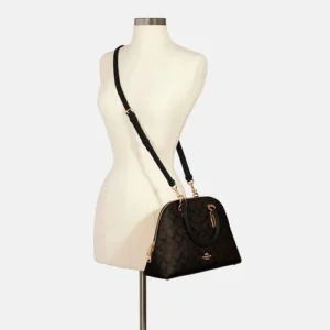 Túi Hến Coach Katy Satchel In Signature Medium Im Brown Black Canvas