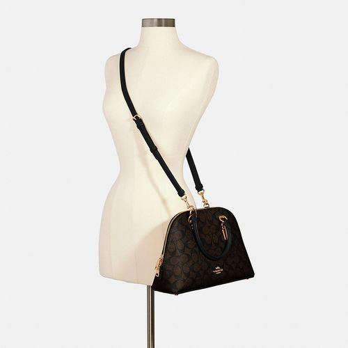 Túi Hến Coach Katy Satchel In Signature Medium Im Brown Black Canvas