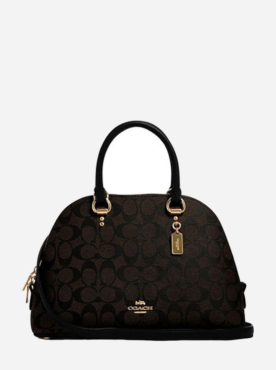 Túi Hến Coach Katy Satchel In Signature Medium Im Brown Black Canvas