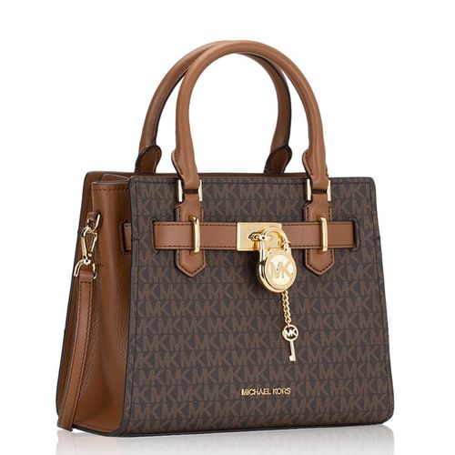 Túi Michael Kors Đeo Chéo 35F1GHMS1B Hamilton SM Satchel Brown Small Bag